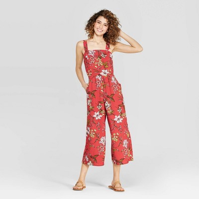 target red floral jumpsuit