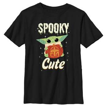 Boy's Star Wars The Mandalorian Halloween Grogu Spooky Cute Pumpkin T-Shirt