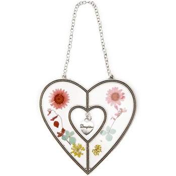 Okuna Outpost Heart Suncatcher for Window with Pressed Flowers (4.5 x 8.25 Inches)