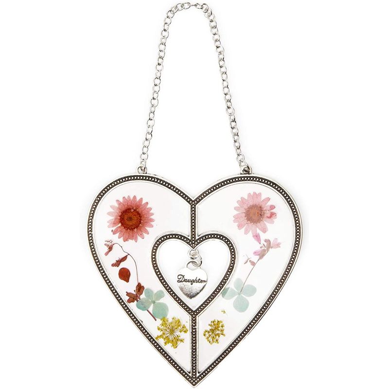 Okuna Outpost Heart Suncatcher for Window with Pressed Flowers (4.5 x 8.25 Inches), 1 of 7