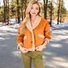 Anna-Kaci Women's Faux Shearling Jacket with Shawl Collar and Contrast Trim - 2 of 4