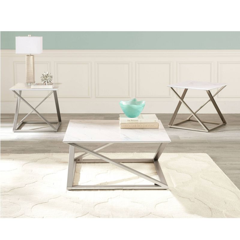 Zurich Square End Table White/Chrome - Steve Silver Co., 4 of 5