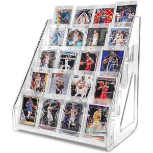 Rbied Trading Card Display Stand, Vertical Holder for Baseball Basketball Sports Graded Card Display Stand Tabletop, Snap-On Assembly(5 Tier, 1 Pack) - 1 of 4