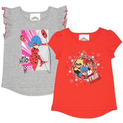 Miraculous Ladybug Cat Noir Rena Rouge Big Girls 2 Pack Graphic T-shirts  Gray/red 14-16 : Target