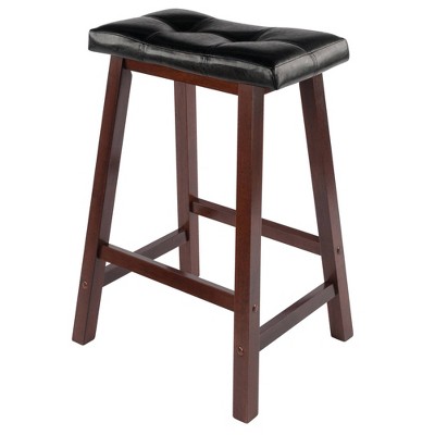 Mona Cushion Saddle Seat 24.84" Counter Height Barstool Hardwood/Toasted Walnut - Winsome