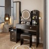 Makeup Vanity Set, Full Body Mirror Cabinet, Round Mirror LED Vanity Table, Cushioned Stool, Touch Control, 3-color, Brightness Adjustable - 4 of 4