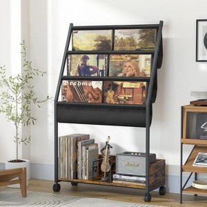 MOEPISY Record Stand With 4 Tier Vinyl Holder Display Shelf, Record Cabinet For Book Magazine Turntable - 1 of 4