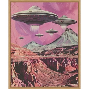 Amanti Art UFOs Canyon Landing by Samantha Hearn Canvas Wall Art Print Framed - 1 of 4
