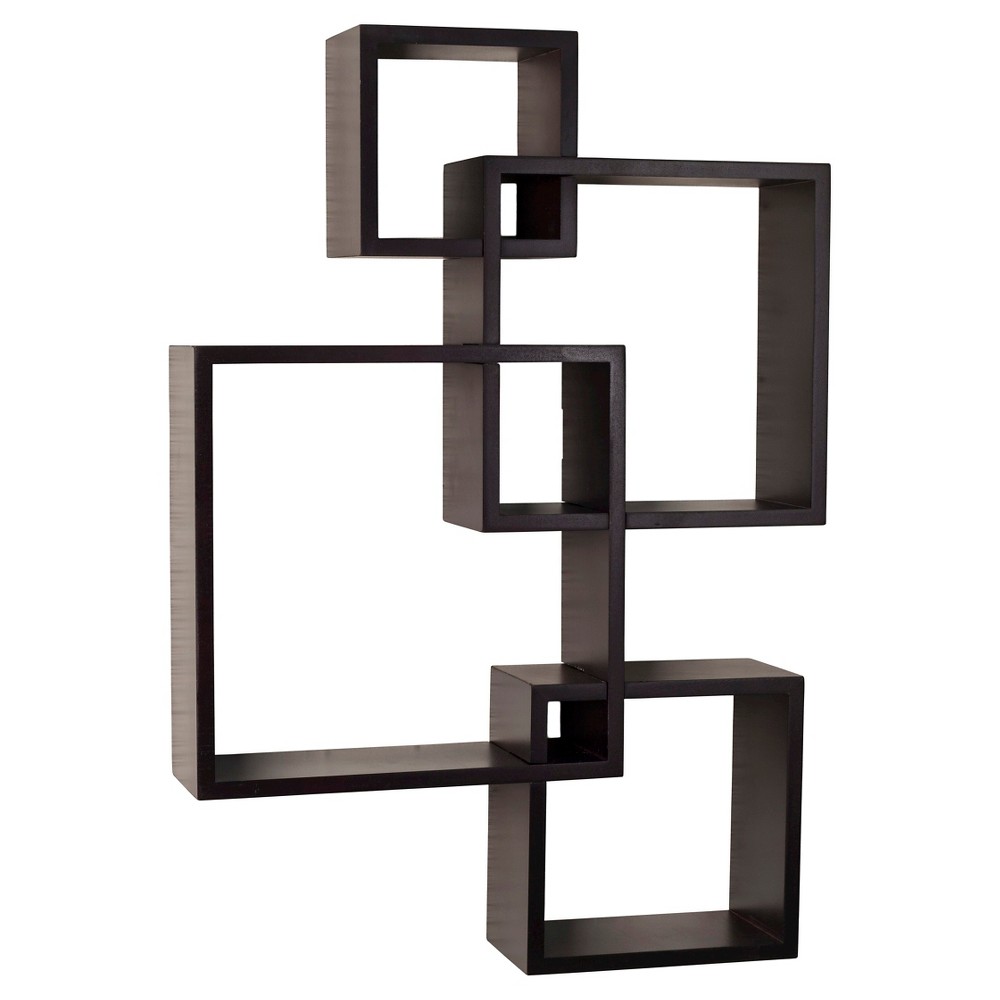 Wall Shelf: Intersecting Cube Shelves - Espresso