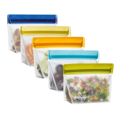 re)zip Reusable Leak-proof Food Storage Stand-up Bag Kit - Snack, 2-cup,  Quart - 3pc : Target