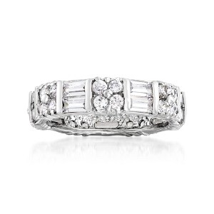 Ross-Simons 2.80 ct. t.w. Baguette and Round CZ Eternity Band in Sterling Silver - 1 of 4