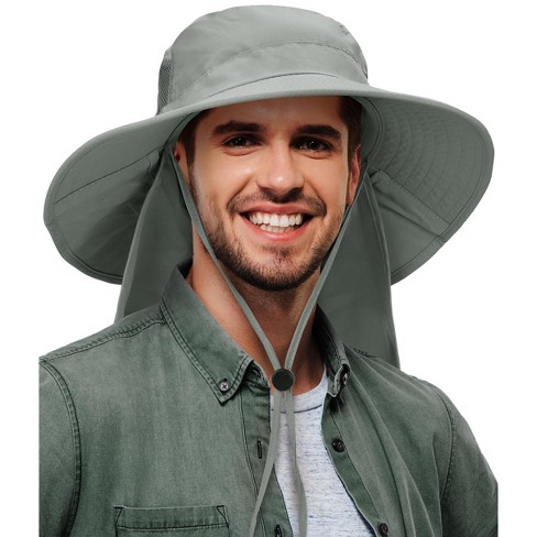 Tirrinia Men's Neck Flap Sun Hat - Grey Fishing Safari Hiking Cap for Ultimate Protection, Elevate Outdoor Style