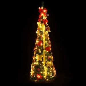 Artificial Christmas Tree Green, Warm White, Red, Gold PVC, Metal vidaXL - 1 of 4