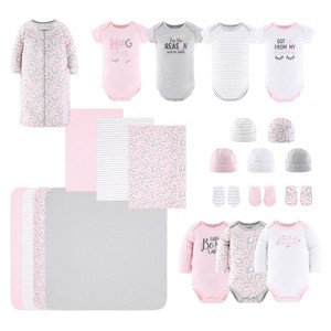 The Peanutshell Cotton Newborn Layette Set for Baby Girls - Pink Ditsy, 23-Pieces, Pink/Gray, 0-3 Months - 1 of 4