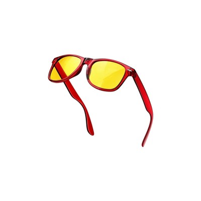Attop Polarized Retro Square Design Sunglasses UV400 Fashion, Red Frame, Yellow Lenses