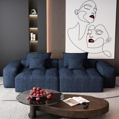 Modern Oversized Modular Sofa, 4PCS DIY Layout Sofa with Chaise Lounges, Tufted Sofa with Chenille Fabric Cushions and Pillows-Baofuwish