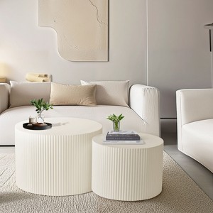 Set of 2, Wave Stripe Nesting Coffee Table Set for Living Room, Bedroom 4M - ModernLuxe - 1 of 4