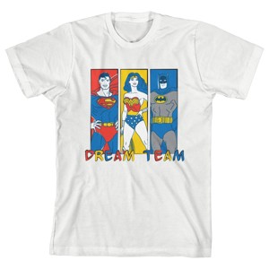 Justice League Dream Team White Tee Toddler Boy to Youth Boy - 1 of 1