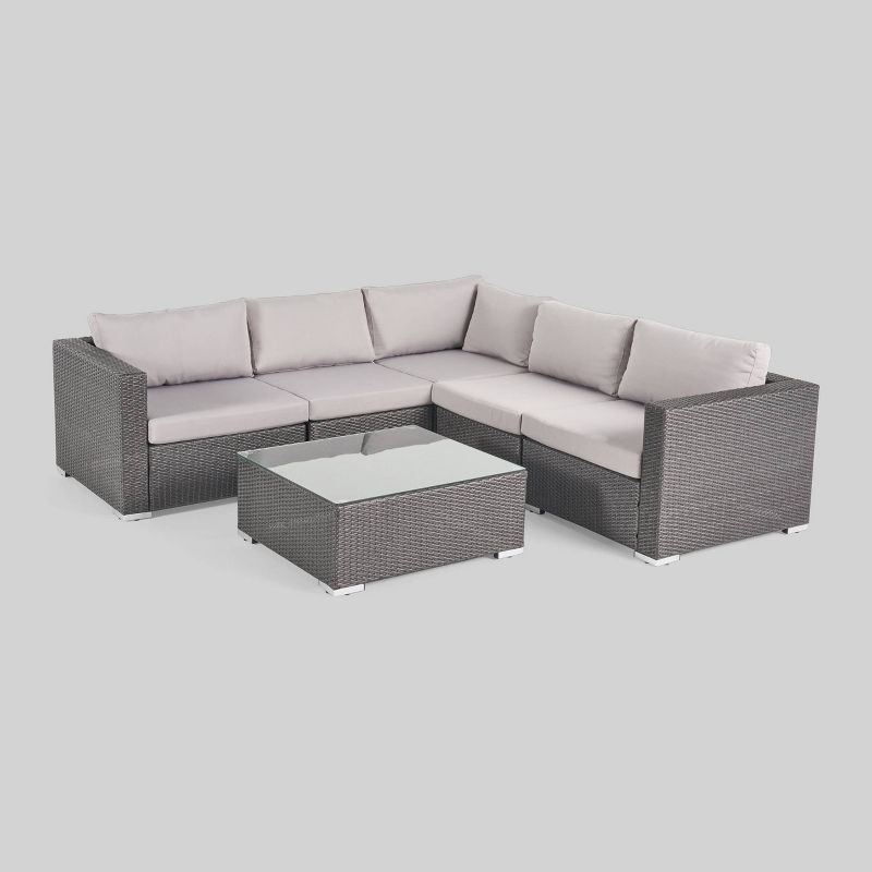 Santa Rosa 6pc Wicker Seating Sectional Set with Cushions - Christopher Knight Home, 3 of 7