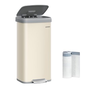 SONGMICS Kitchen Trash Can, 18-Gallon Stainless Steel Garbage Can, with Stay-Open Lid and Step-on Pedal, Soft Closure, Tall, Large, Black - 1 of 4