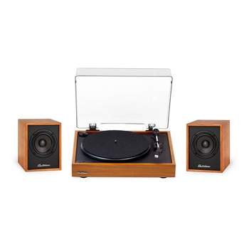 Electrohome Montrose Wireless Vinyl Record Player with Huntley, Powered Bluetooth Bookshelf Speakers