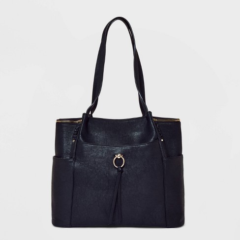 Vr Nyc Zoey Multi Pocket Tote Handbag - Black : Target