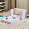 Angel Sar Kids Foldable Sofa Bed, All-Sponge Chaise Lounge with Spray-Print Fabric, 2-in-1 Convertible Single Bed for Children, Slant Peach Color - 2 of 4