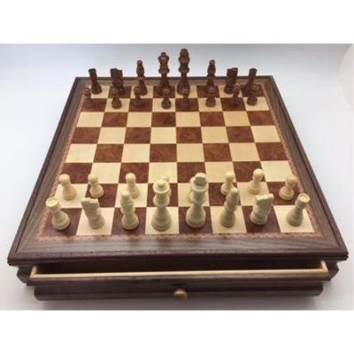 Wood Inlaid Chest \u0026 Chessmen Board Game 