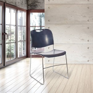 Hampden Furnishings 2pk Naomi Collection Premium Stack Chair Navy Blue: Armless Design, Polypropylene, Steel Frame - 1 of 4
