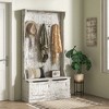 Munora 3-in-1 Entryway Bench with Coat Rack - Hall Tree with Shoe Storage & 10 Hooks - Distressed White - 2 of 4