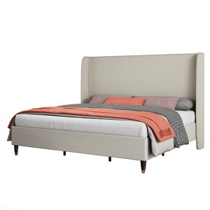 AMERLIFE Upholstered Platform Bed Frame, Modern Sturdy Bed with Strong Support & Easy Assembly - 1 of 4