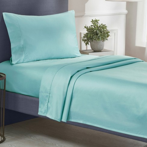 Teal Twin Sheet Set - 100% Pure Cotton Sateen Weave, 400 Thread Count 