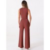 Allegra K Women's 2 Piece Crew Neck Sleeveless Crop Tank and Wide Leg Pants Summer Lounge Set - 4 of 4