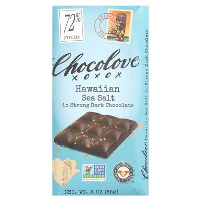 Chocolove, Hawaiian Sea Salt in Strong Dark Chocolate, 72% Cocoa, 3 oz