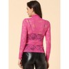 Allegra K Women's See-Through Long Sleeve Turtleneck Sheer Floral Lace Blouse - 4 of 4