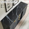 Fluted Dresser with 4 Drawers, 60" Modern Chest with Sliding Doors & Faux Marble Top, Wood Storage Organizer for Bedroom, Living Room - 3 of 4