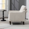 Airsurfer Modern Upholstered Armchair with Tufted Back, Storage Pocket & Wooden Legs, Comfy Accent Chair for Living Room or Bedroom, Beige - 3 of 4