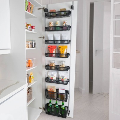 Smart Design 8-Tier Over The Door Hanging Pantry Organizer with 6 full Baskets and 2 Deep Baskets: Steel Kitchen Storage, Black — фото 2