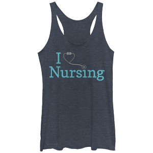 Women's CHIN UP I Love Nursing Stethoscope Racerback Tank Top - 1 of 3