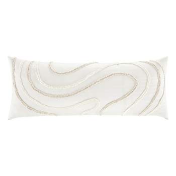 Sweet Jojo Designs Body Pillow Cover (Pillow Not Included) 54in.x20in. Boho Tufted Swirl Ivory and Taupe