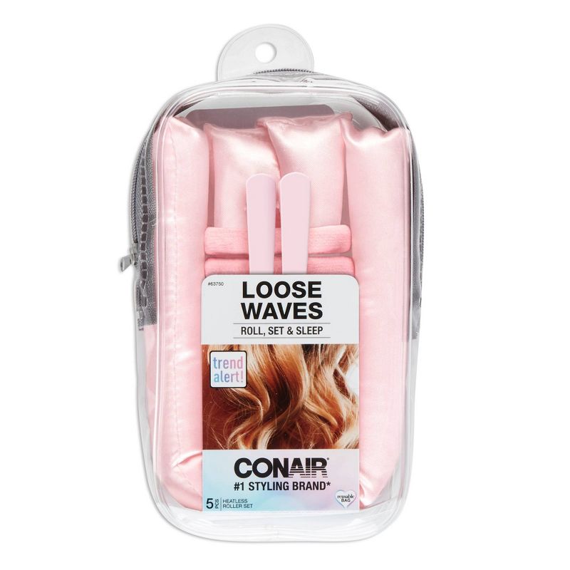 Conair Heatless Satin Loose Waves Roller &#38; Accessories Set - Pink - 5pk, 1 of 8