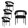 Set of 4 Modern Velvet Upholstered Dining Chairs with Curved Back, Comfortable Kitchen or Dining Room Chairs with Arms-Maison Boucle - 3 of 4