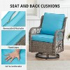 3 Piece Outdoor Patio Set, Wicker Rocking Bistro Set with 2 Swivel Chairs & Tempered Glass Top Table, for Patio Porch Backyard - 3 of 4