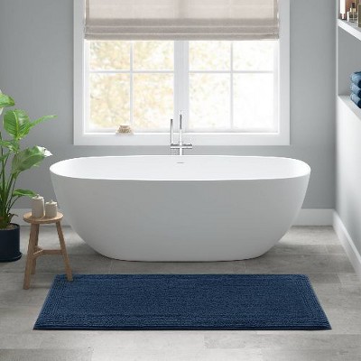 Kumasinova Plush Cotton Bathroom Rug, 3000 GSM Reversible Bath Rug, Tufted Washable Rug, Non-Slip Area Rug, Door Mat