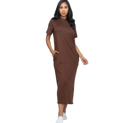 Slickblue Women's Casual Side Pocket Tee Dress, Short Sleeve Jersey Knit, Relaxed Fit, 12 Color Options, Size S-L