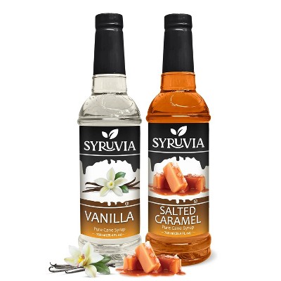 Syruvia Coffee Flavors Variety Pack: Vanilla & Salted Caramel 25.4 fl oz Syrup