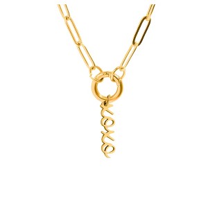 Ginger Lyne Paperclip Chain Charm Holder Necklace X's and O's Hugs and Kisses Charm for Women Stainless Steel 18-20" - 1 of 4