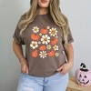 Simply Sage Market Women's Distressed Flowers And Pumpkins Short Sleeve Garment Dyed Tee - 2 of 4