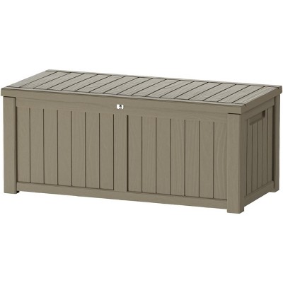 MaseiKar 110 Gallon Pro Lockable Resin Deck Box, Waterproof Outdoor Storage Box for Patio Furniture, Garden Tools, Pool Accessories