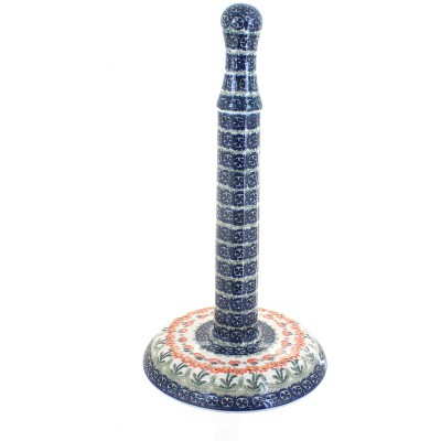 Blue Rose Polish Pottery Peach Posy Paper Towel Holder